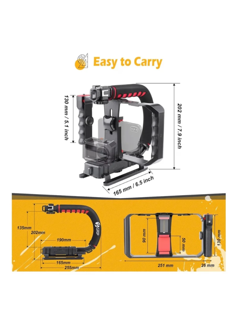 NEW Smartphone Video Rig Camera Stabilizer One Size Black Red